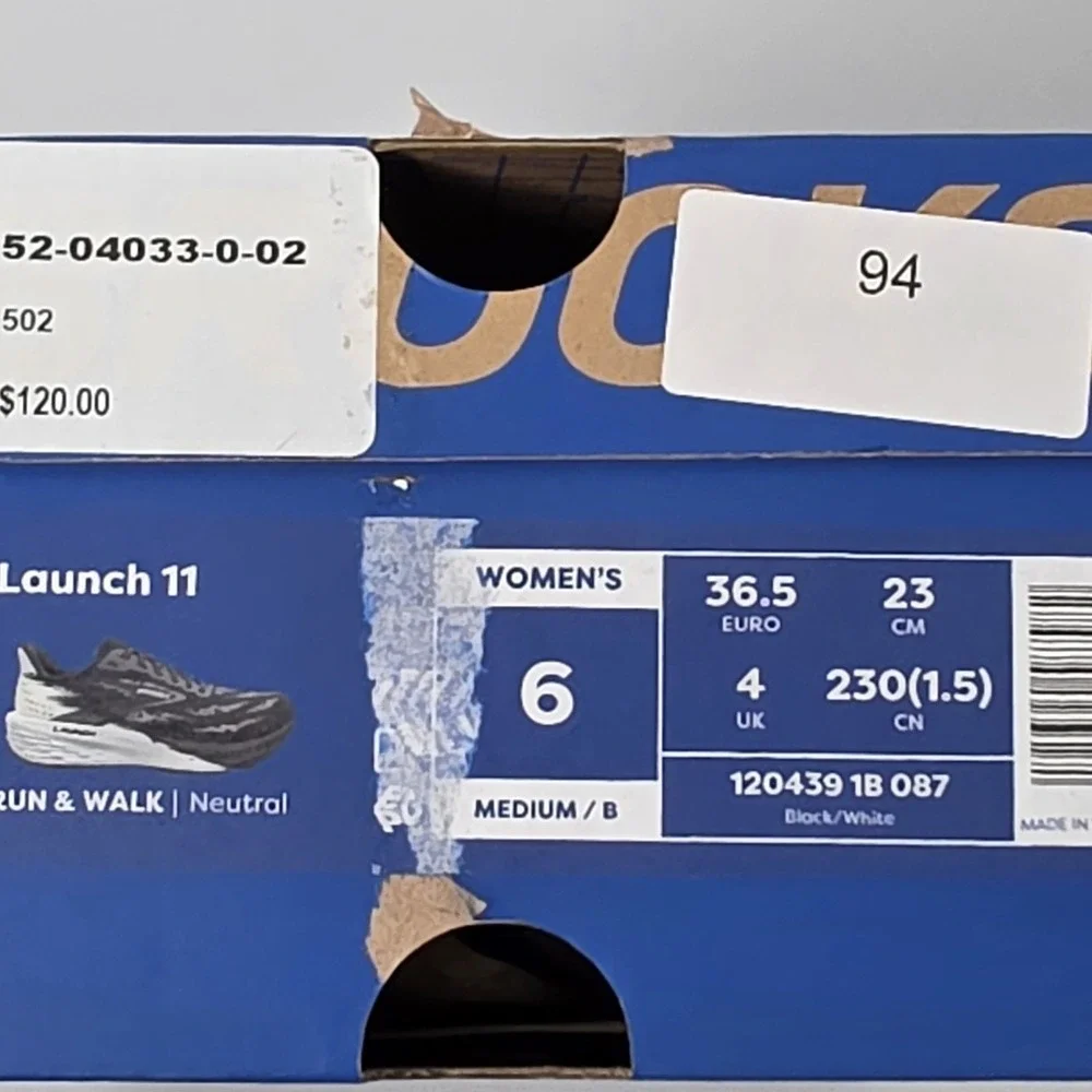 NEW Brooks Launch 11 Women's Run & Walk Shoes Black/White Size 6‎ Medium/B #0803